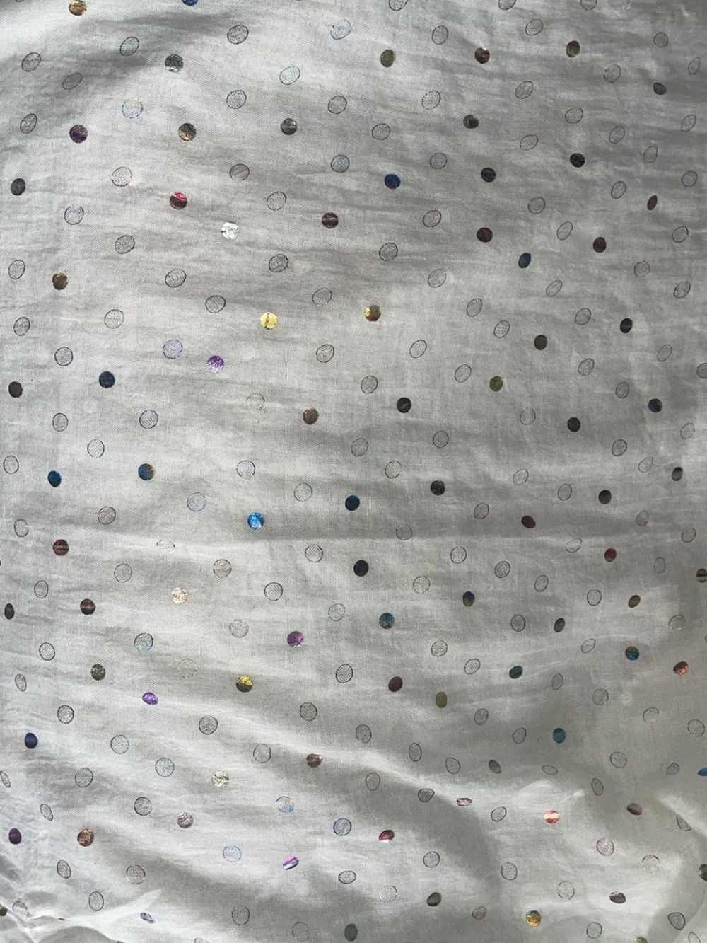 Nine West Ivory Infinity Scarf with Iridescent Metallic Polka Dots
